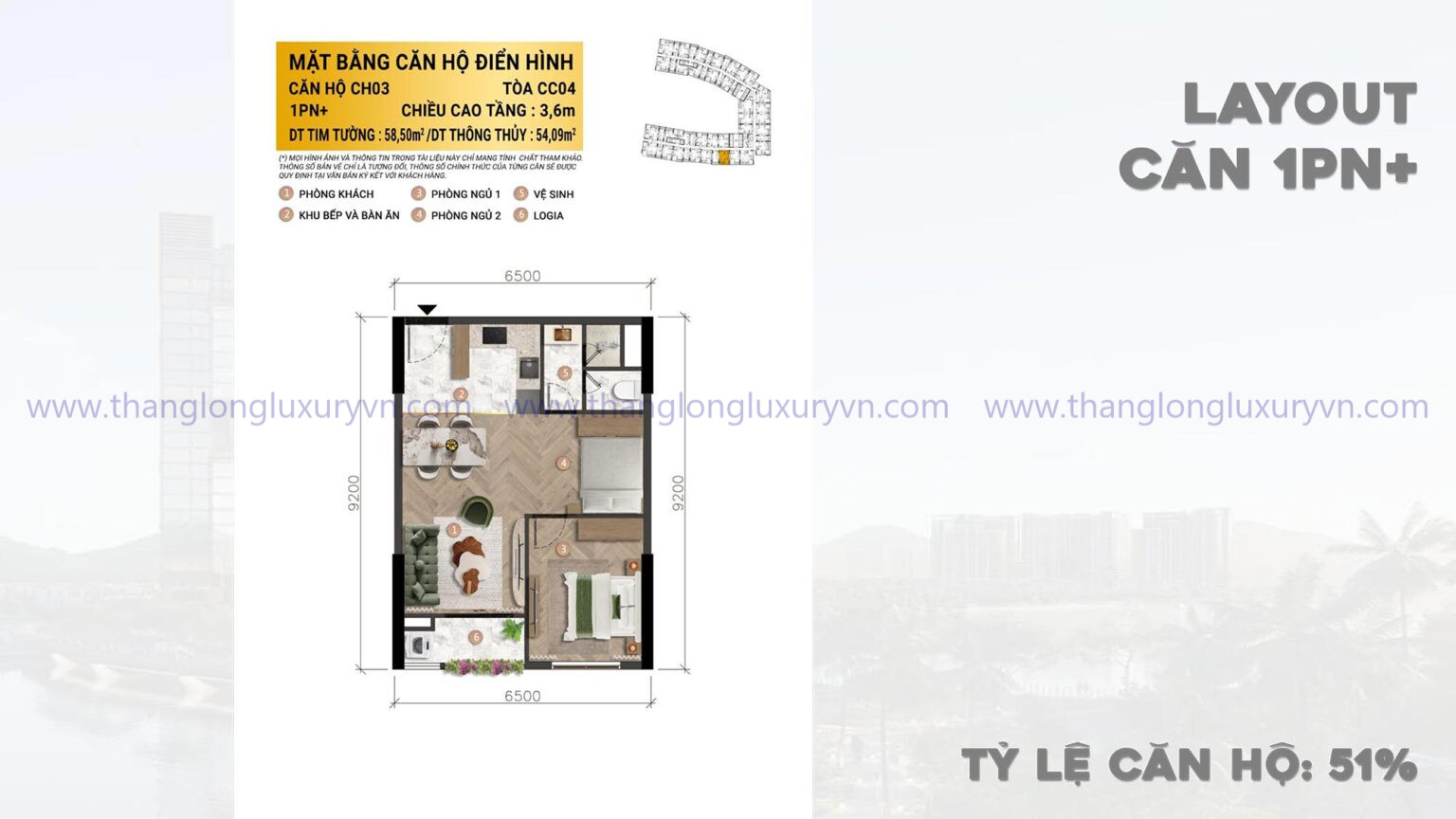 Charmora-city căn 1pn+