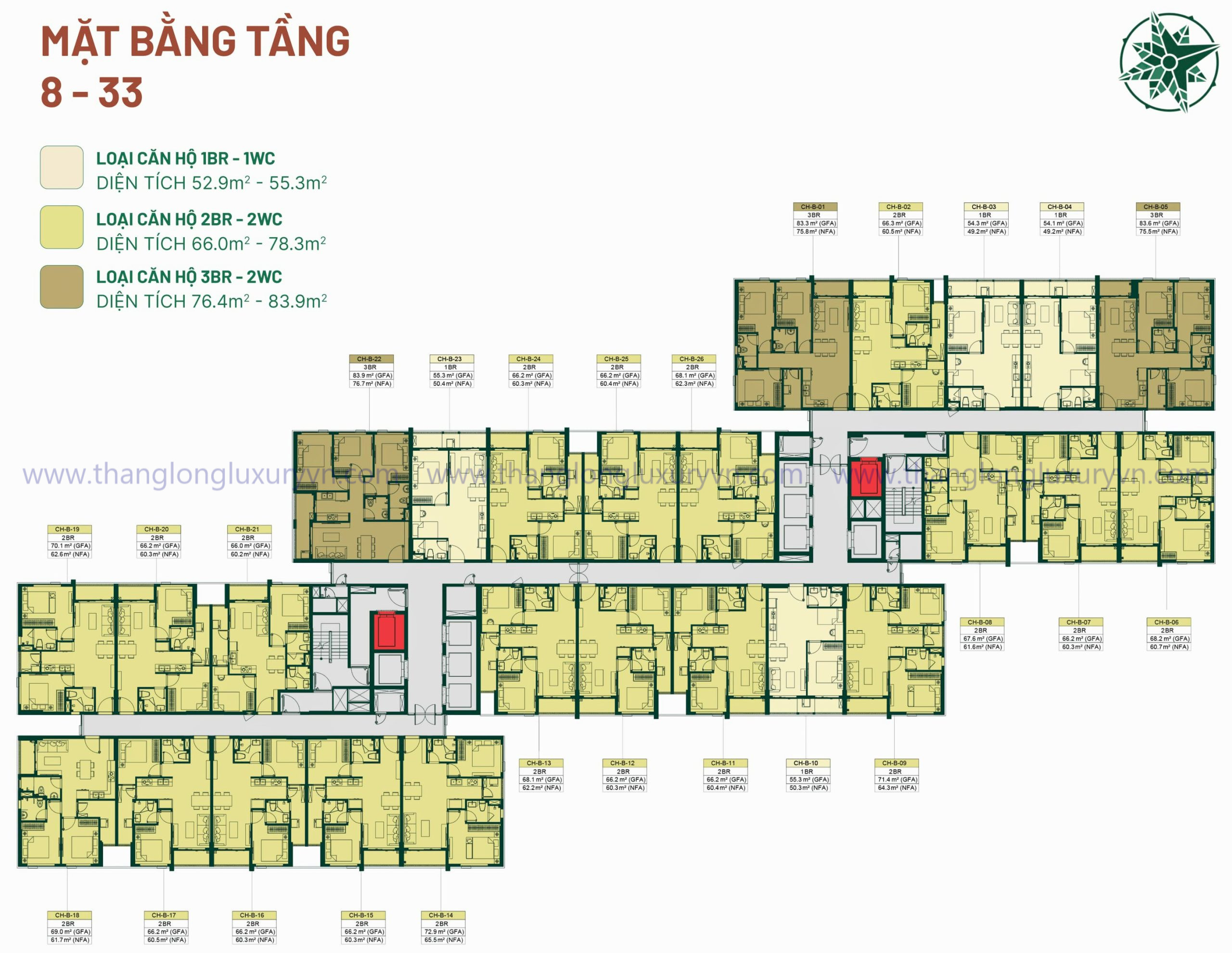 Mặt Bằng Happy One Mori_tòa Tochi Từ Tầng 8- 33