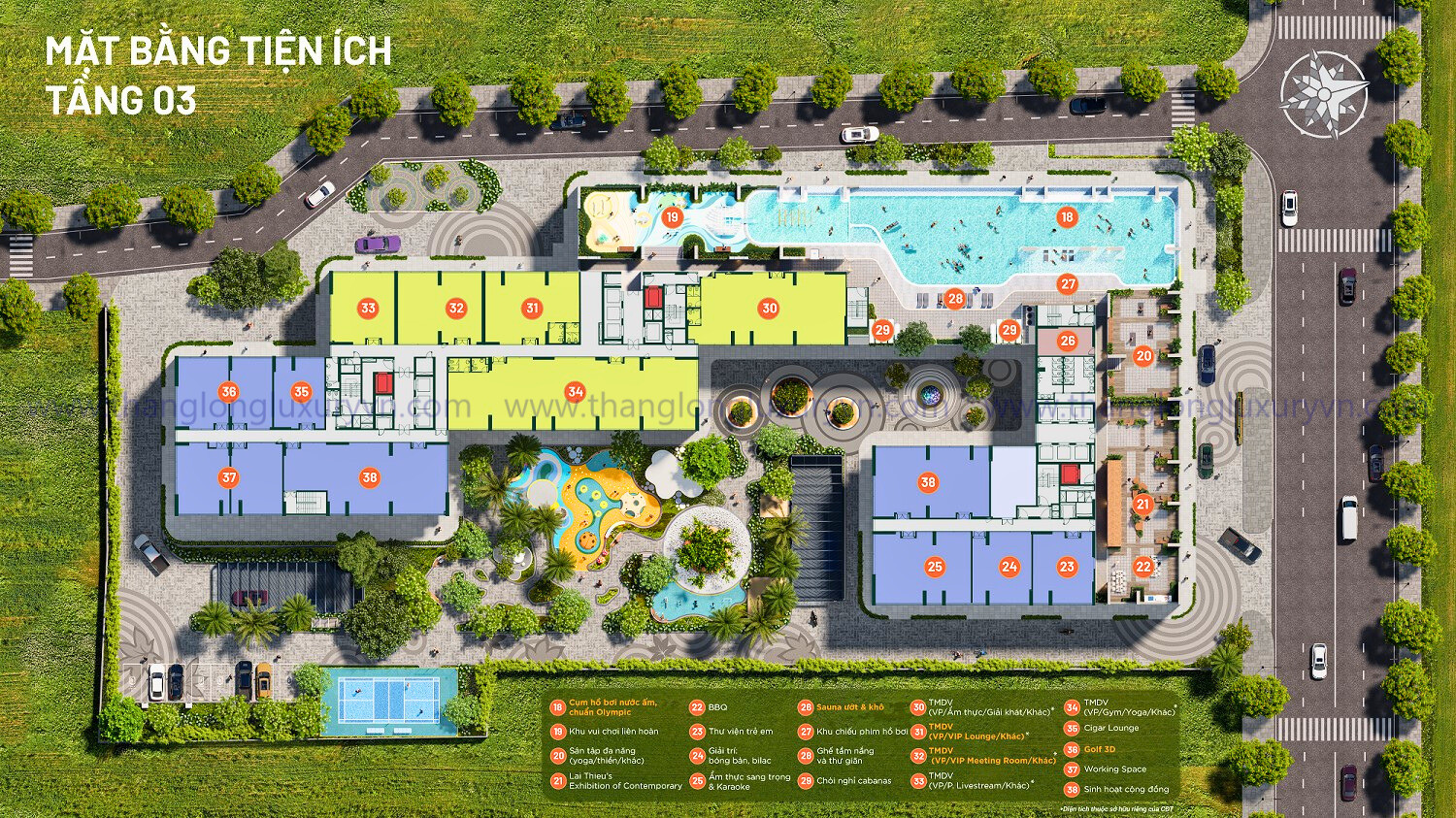 Mặt Bằng Tiện ích Happy One Mori Tầng 3