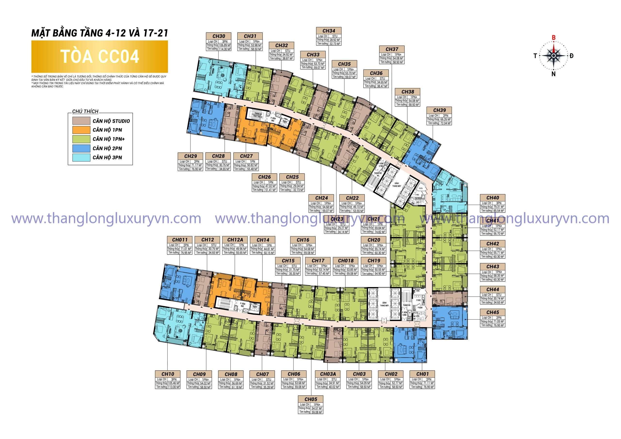 TẦng 4-12 & 17-21 Dự án Charmora City 1